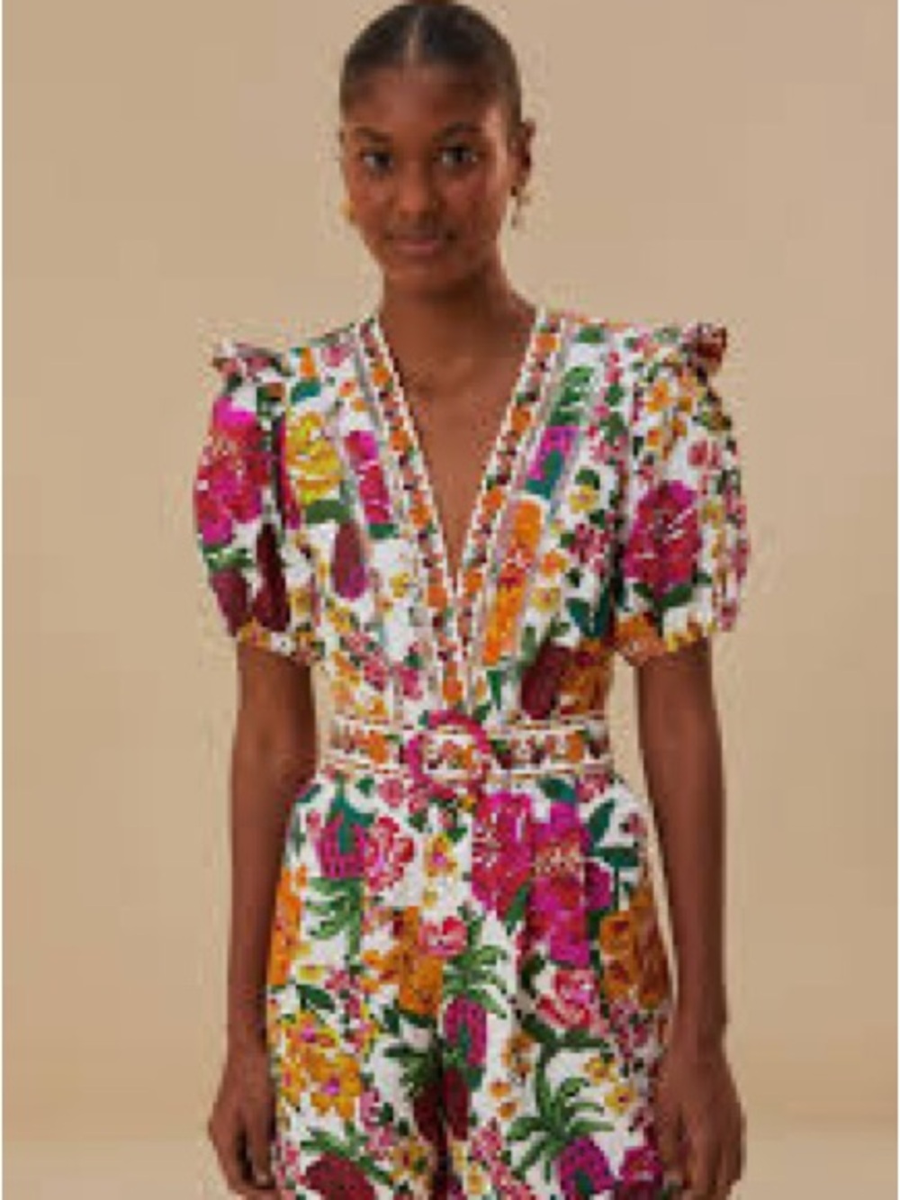 Farm Rio Flowerful Sketch Romper - Picture 2 of 10